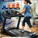 An infographic titled "Why Incline Treadmills Work Better Than Flat Walking" that compares the benefits of incline versus flat surfaces. It features a split-screen visual of a woman walking on a flat treadmill labeled "Steady Burn" and a man walking on a steep incline labeled "Max Fat Shred". The graphic highlights that incline walking provides 2x Glute engagement, 1.5x Quad activation, and accelerated fat loss.