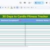 30-day cardio tracker spreadsheet