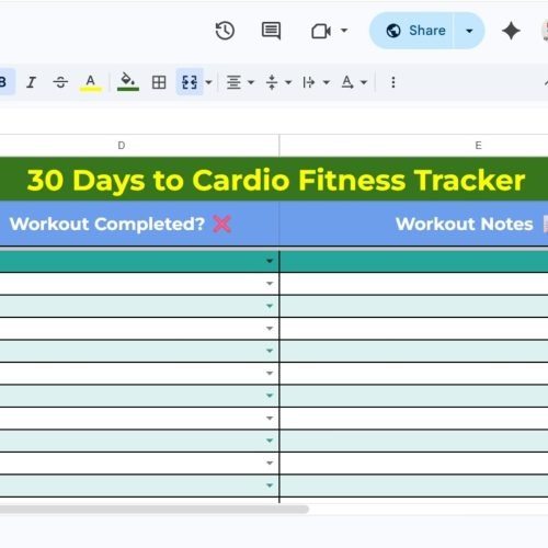 30-day cardio tracker spreadsheet