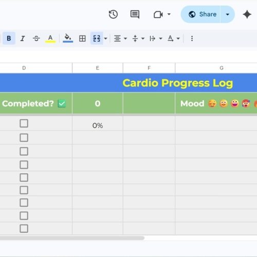 Cardio Progress Log – Treadmill, Bike & Rower