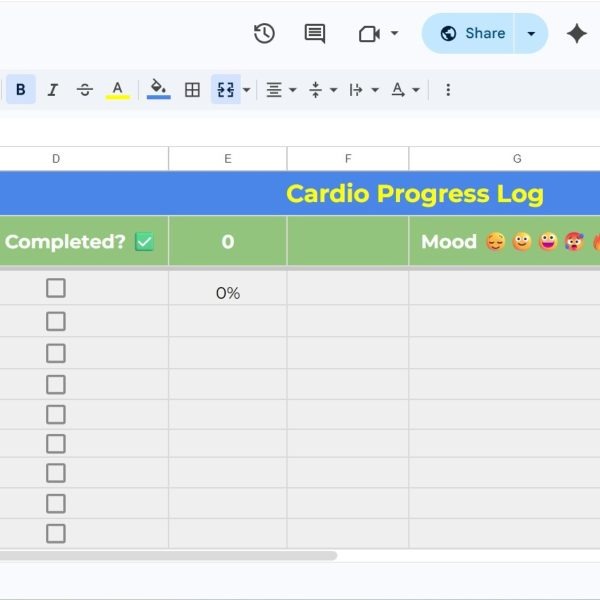 Cardio Progress Log – Treadmill, Bike & Rower
